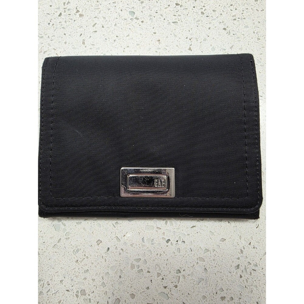 GAP Y2K Black Nylon Wallet, silver tone clasp